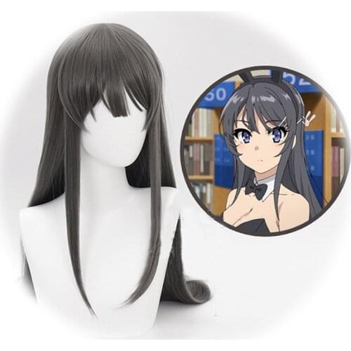 ROLECOS Mai Sakurajima Cosplay Hair Anime Seishun Buta Yarou wa Bunny Girl Senpai no Yume wo Minai Cosplay Long Hair Headwear