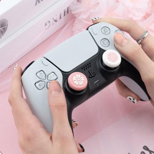 Pink Sakura Thumb Grip Cap For PS5 PS4 PRO Switch Pro Controller Thumbstick Case Gamepad Joystick Cover Shell Game Accessories