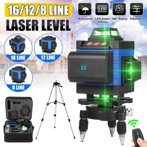 8/12/16 Lines Green light 3D 4D Auto Self-Leveling Laser Levels 360 Horizontal Adjustment Super Powerful Green Laser Tool
