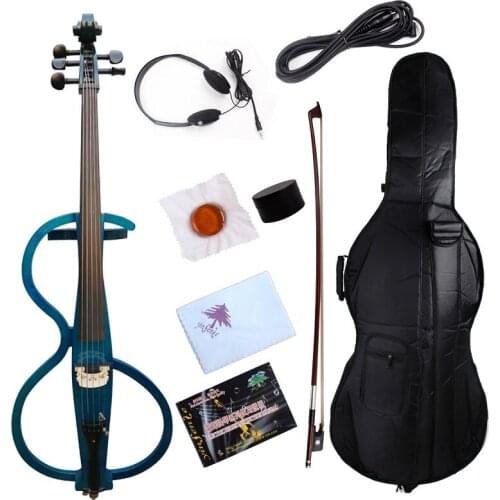 Blue color yinfente 4/4 Cello Purple Color Electric cello Metal Cello peg Ebony fittings 5 string or 4 string can choose