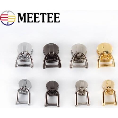 50Pcs Meetee 3/5/8/10# Zipper Sliders D Ring for Metal Zip Jacket Bag Zippers Head DIY Sewing Clothes Zips Repair Kit Accessory