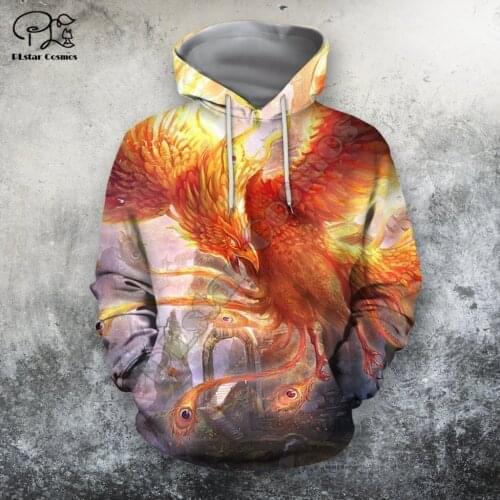 PLstar Cosmos Phoenix Tattoo 3D All Over Printed Hoodies Sweatshirts Zip Hooded For Men And Women Casual Streetwear Style-A7