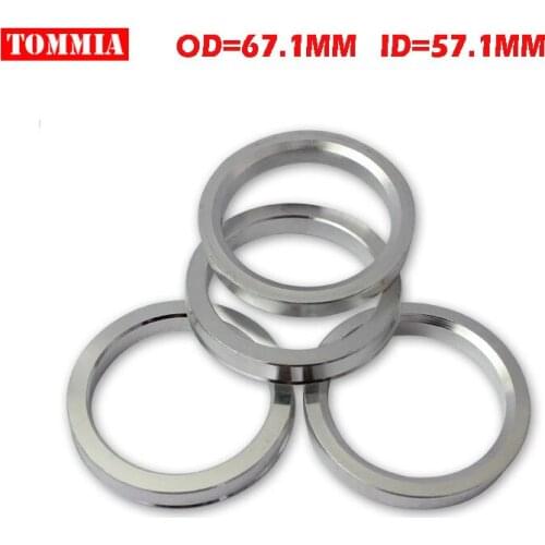 TOMMIA 4Pcs Wheel Hub Centric Rings Center Bore Adapters Spigot Spacer Gasket Set 67.1mm ID to 57.1mm OD Aluminium