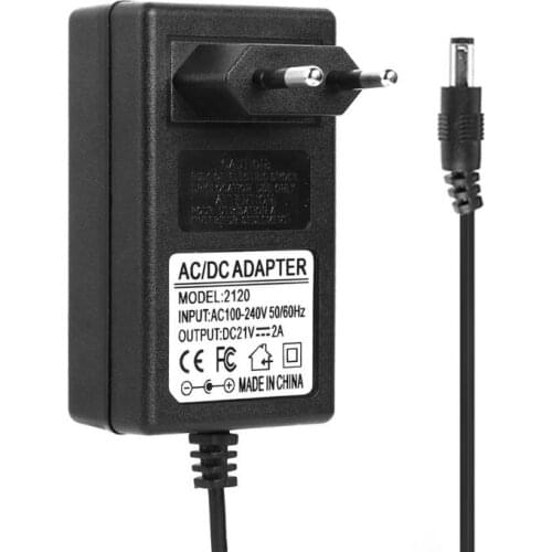 21V 2A 18650 Lithium Battery Charger DC 5.5x2.5mm Plug Power Adapter Charger for 18490 14650 14514430 Battery Pack