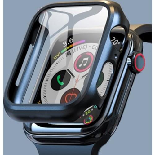 Compatible Apple Watch Series 6 SE Case 44mm 40mm Glass Film With Screen Protector Full Coverage For Iwatch 6 5 4 3 2 42mm 38mm