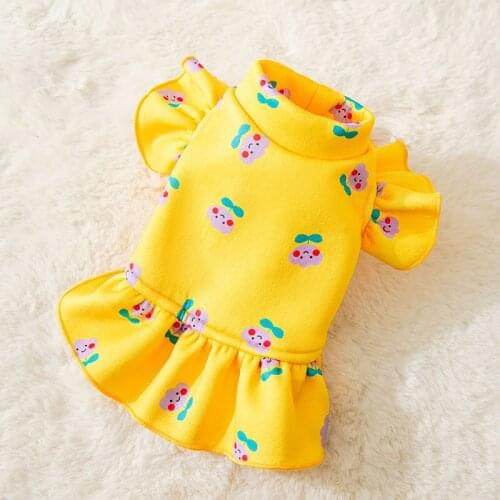 Dog Couples Dress Winter Pet Cat Clothes Yellow With Plush Warm Dog Clothes Puppy Pullover Sweater Coat Outfit Pets Costumes