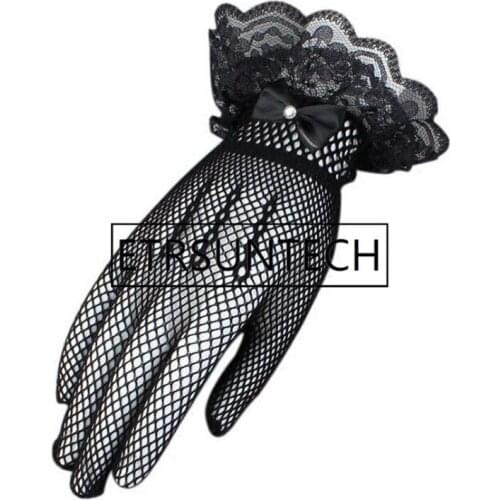 100pairs Women Fashion Black White Fingered Gloves Elegant Lady Girls Evening Party Prom Lace Gloves Bride Wrist Mittens