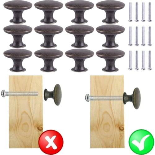 12Pcs Durable Bronze Vintage Style Kitchen Cabinet Cupboard Drawer Door Handles Knobs with Screws
