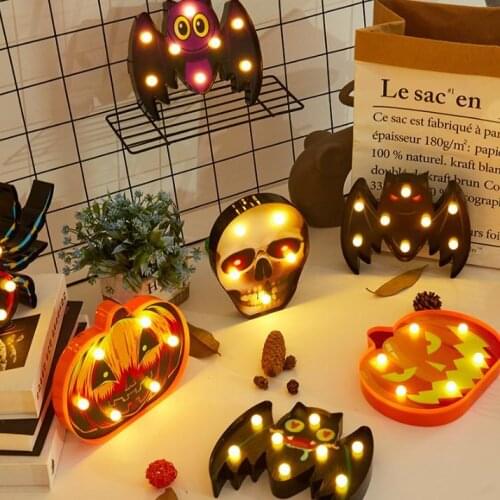 30pcs New Halloween Lamp Plastic Pumpkin Bat Ghost Night Light Halloween Lamp for Home Bar Dining Decoration#4603