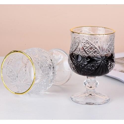 40ml/185ml Creative Thick Coffee Cup Transparent Printing Non-slip Insulation Whiskey Cup Family Party Bar Champagne Glasses