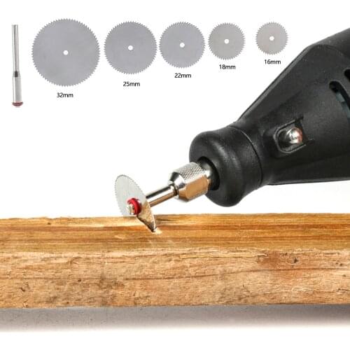 6pcs Wood Saw Blades Disc Wood Cutting Discs Drill Mandrel Stainless Steel Metal Cutting Disc for Dremel Rotary Tools Cutoff