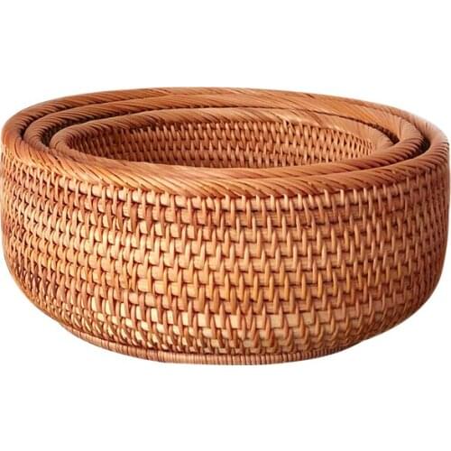 Rattan Bamboo Woven Fruit Basket Storage Basket Tray Living Room Bedroom Desktop Home Snack Coffee Table Home Decoration