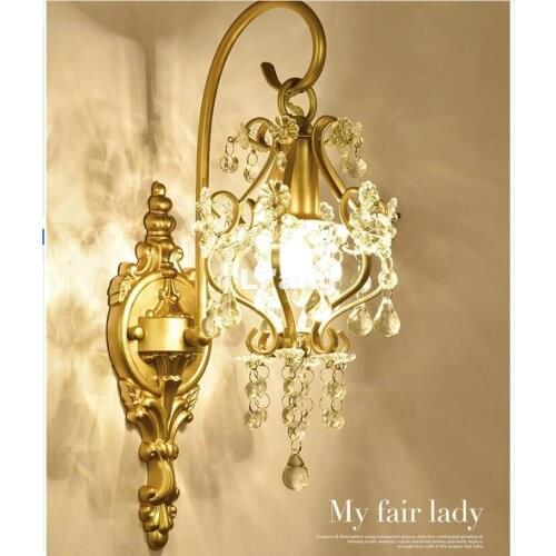 Free Shipping Nordic Modern Art Decora Golden/White AC Crystal Wall Light Lamp Bedroom Home Wall Sconce Lighting 100% Guaranteed