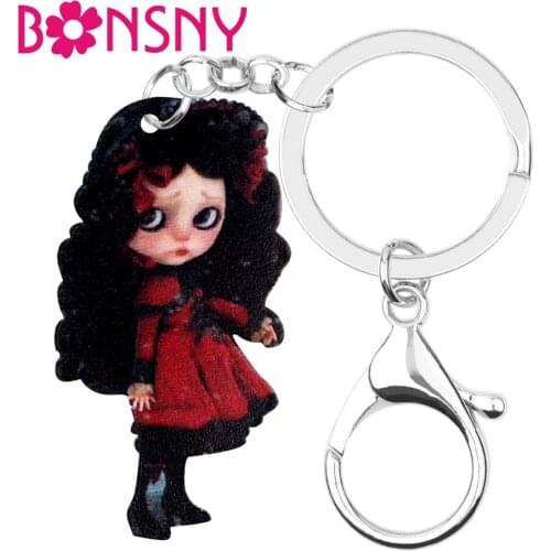 Bonsny Acrylic Wronged Cute Brown Skirt Girls Key Chains Keychain Keyring Fashion Jewelry For Women Teens Gift Accessories
