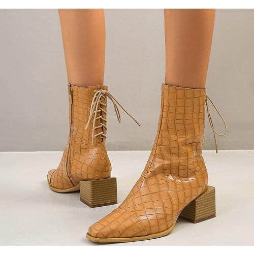 Burgundy Boots Woman Fashion Winter New Warm Ankle Boots Pointed Toe Chunky Heel Short Boots Faux Leather Zipper Boots