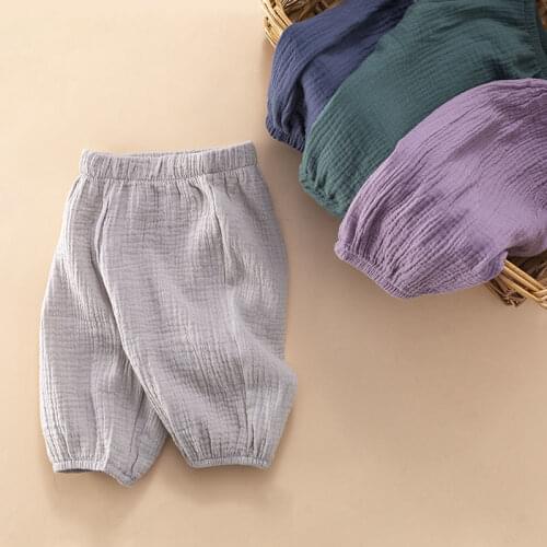 Boys Pants Ankle Length Kids Summer Clothes Children Pants for Baby Girls Trousers Size80~110 linen solid toddlers