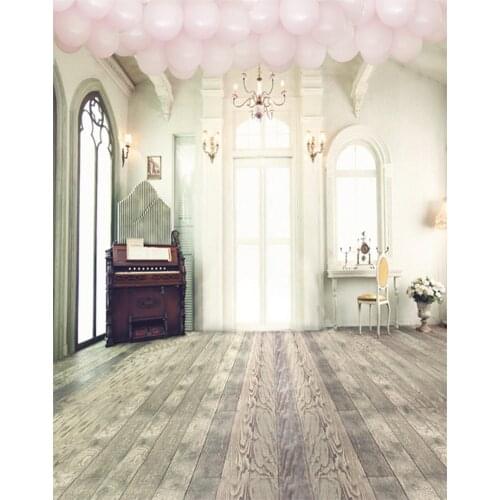 5x7ft Living Room Pink Balloon Wooden Floor Photography Backdrops Photo Props Studio Background