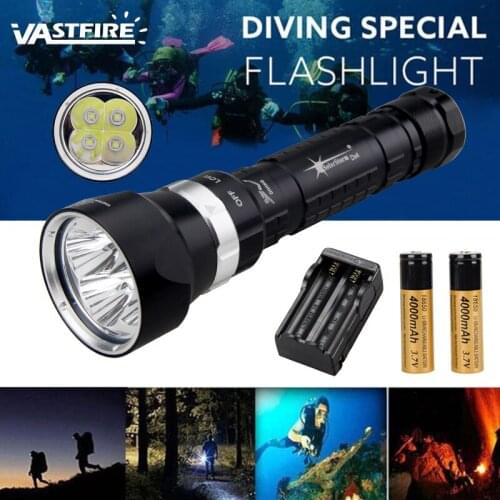 6000Lm Scuba Diving Flashlight 4x XML U2 LED SolarStorm Waterproof Torch Light +2x18650 +Charger