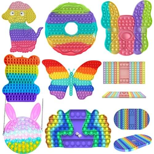 BIG SIZE Fidget Toys Butterfly Antistress Toy Push Bubble Figet Sensory Squishy Jouet Pour Autiste For Adult Children Gift