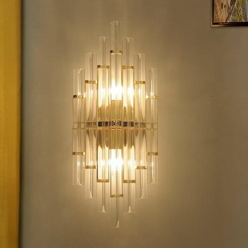 Jmzm Modern Crystal Wall Lamp American Wall Lamp Living room Bedroom Bedside Lamp Aisle TV Background Decorative Wall Light