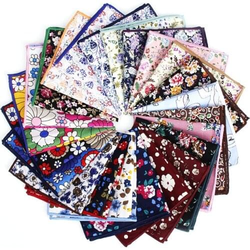 Classic Vintage Floral Cotton Pocket Square Red Bule Paisley Print Handkerchief For Men Woman Chest Costome Hanky 24cm*24cm