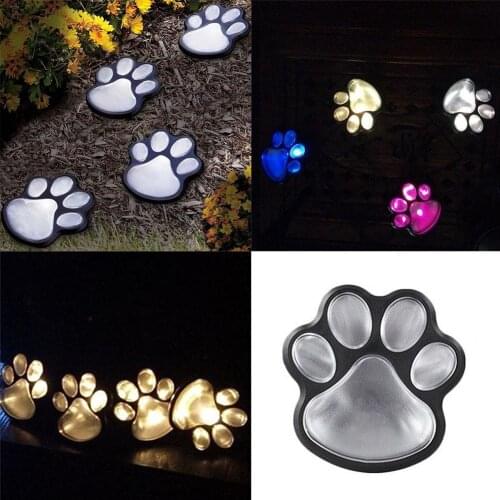 Creative Solar Lawn Lamps Cat Animal Paw Print Lights Garden Outdoors 4pcs LED Solar Lamps Courtyard Path Lamps Landscape Lights