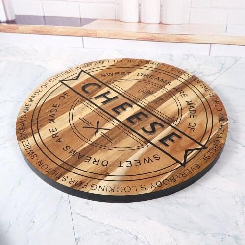 Jaswehome Acacia Wood Kitchen Cutting Board Round Cheese Board Solid Wood Chopping Blocks Food Serving Plate Tray Kitchen Tools