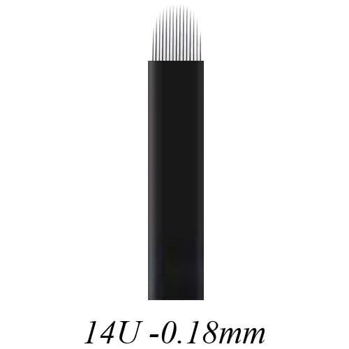 Hot Sell Kit 200 Lâminas U Flex Fine Para Tebori Nano 0,18 mm black 12/14/16/18/21U Shape For Permanent Makeup Manual Toberi Pen