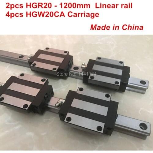HGR20 linear guide: 2pcs HGR20 - 1200mm + 4pcs HGW20CA linear block carriage CNC parts
