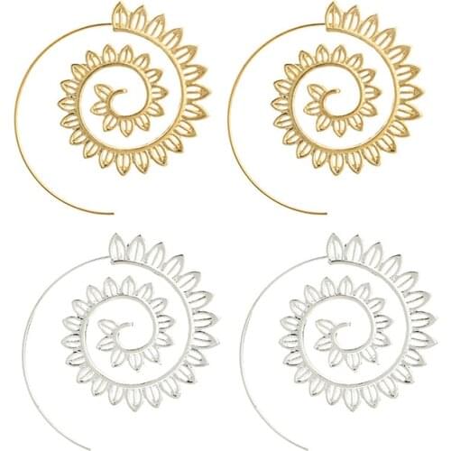 Hand carved Unique Chic BOHO Spiral hoop earrings Egypt Gypsy Vintage Punk women fashion Pakistani jewelry