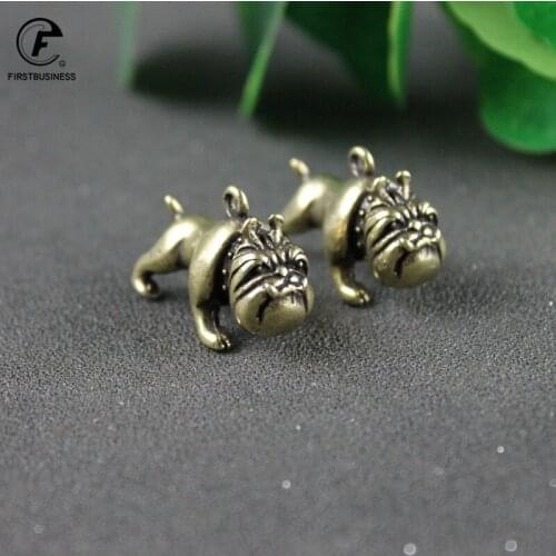 Copper Desk Ornaments Bulldog Miniatures Figurines Handmade Retro Brass Animal Pet Dog Statue Home Decorations Accessories Craft