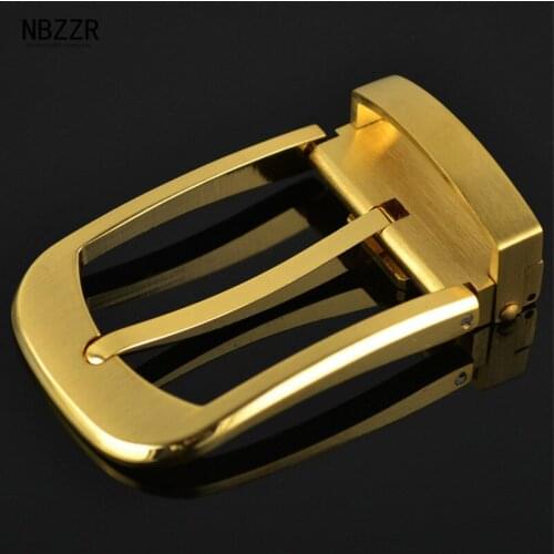 NBZZR New Fashion Solid Pure Copper Brand Belt Buckle Mens Leisure Suit Metal Pin buckle Male Gift For 3.4cm Width Belt