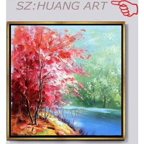 Latest Cheap Landscape Knife Thick Oil Painting Wall Canvas Birch Tree Art Picture Modern Canvas Artwork For Living Room Decor