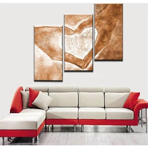 New 100% HandPainted 3pcs Modern Abstract Oil Paintings Love Heart Drawing by Hands Canvas Art Living Room Wall Pictures Decor