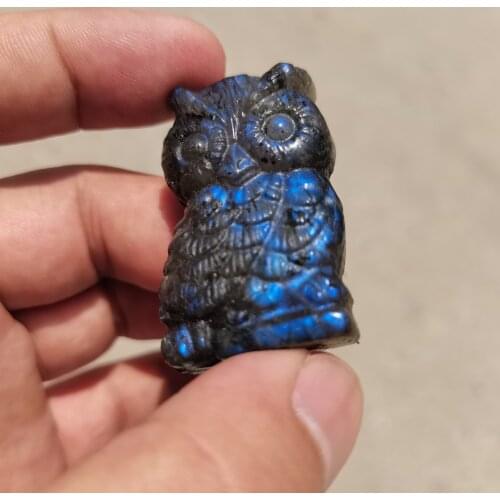 Beautiful crystal carvings 100% natural hand-carved labradorite stone owl mermaid angelhood necklace fashion jewelry gifts 1pcs