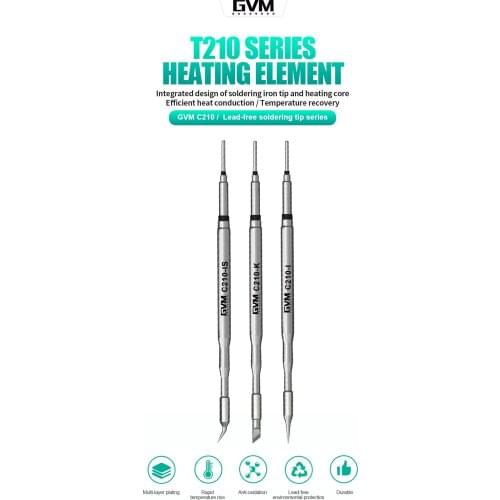 GVM Lead-Free Soldering Iron Tip With T210 Soldering Station Use C210-I C210-IS C210-K Heating Core Efficient Heating