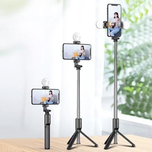 70cm Bluetooth Selfie Stick with Tripod Remote Control Photo Video Fill Light Monopod Phone Holder for iPhone 11 Samsung Xiaomi