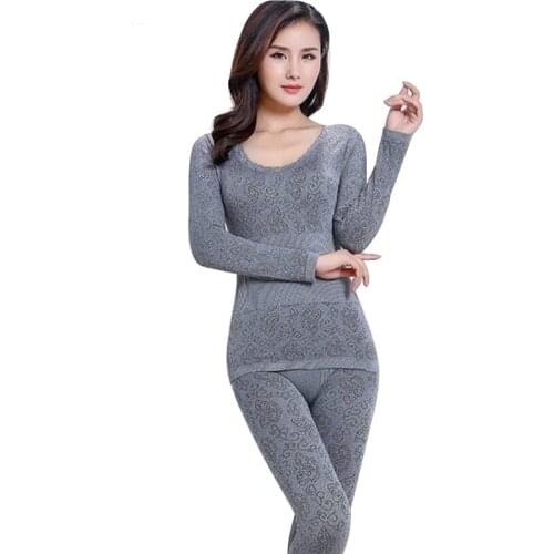Sexy Thermal Underwear Sets Women Long Johns Suit Winter Warm Underwear Suit Ladies Bodysuit Slim Intimate Sets Female Pajamas