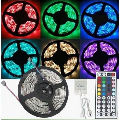 5M RGB 5050 SMD LED Strip 300 LEDS 60leds/Meter NON-WATERPROOF or waterproof+ 44 Key IR REMOTE Controller