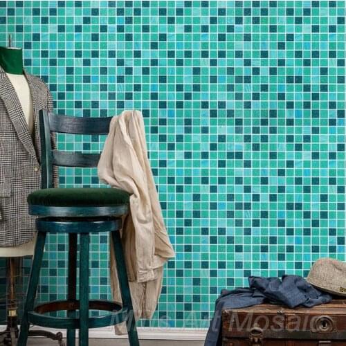 Mediterraneon style fresh green glass swimming pool mosaic tile shower room decoration