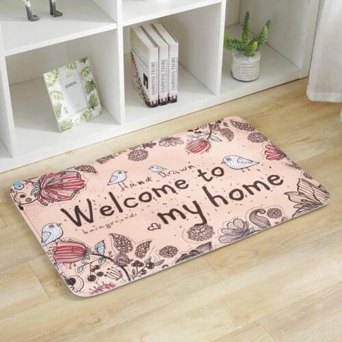 Welcome Flower Water Absorption Non-slip Door Mat Floor Carpet Rug Bathroom Pad