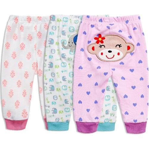 YaoYao Bear Baby PP Pants 3 Pcs/lot Newborn Boy Girl Cotton Cartoon Animal Printing Leggings Infant Long Pants Baby Trousers