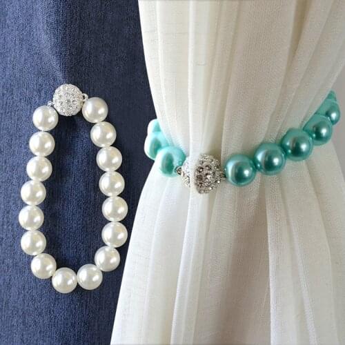 Pearl magnet Curtain Holders Tieback Clips Magnetic Hanging Ball Beaded Buckle Tie Back Straps Accessories Home Decoration