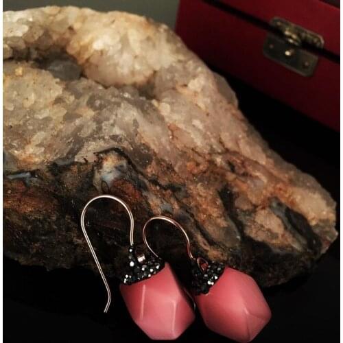 Dr Stone Natural Stone Women 'S Cat 'S Eye Stone Rose Gold plated Earrings KRB 373144616