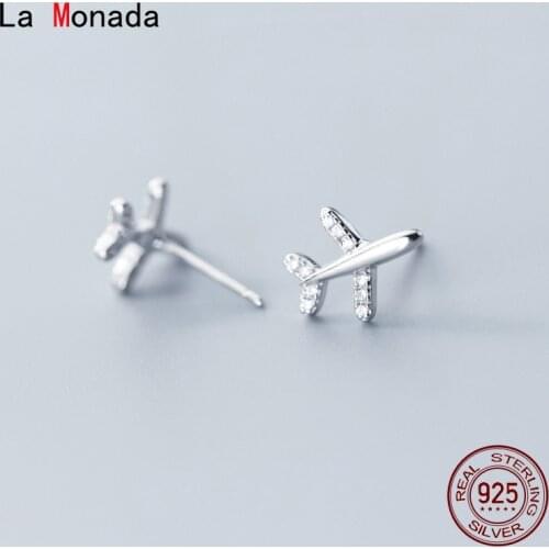 La Monada Aircraft Airplane Women Stud Earrings Korean 925 Sterling Silver Earrings For Women Jewelry Womens Earrings Stylish