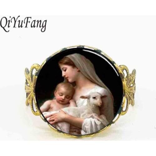 1 Pieces/Lot) Nativity Ring Virgin Mary Jesus and Lamb Spiritual Jewelry Christmas Ring Religious rings for women men xmas gift
