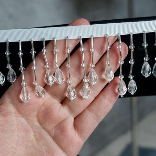 2Yards Beaded Fringe Trimming Lace Ribbon Scrapbooking Applique Embellishment Sewing Lace Wedding Dress