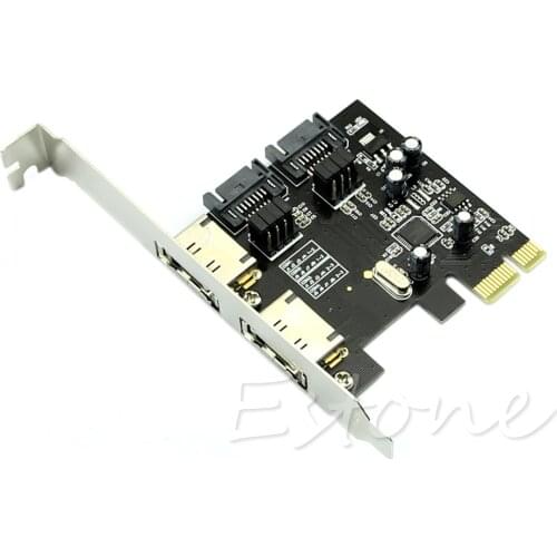 2021 New 2 Ports Esata PCI-E PCI Express 6Gbps to SATA 3.0 SATA III ASM106 Card Adapter