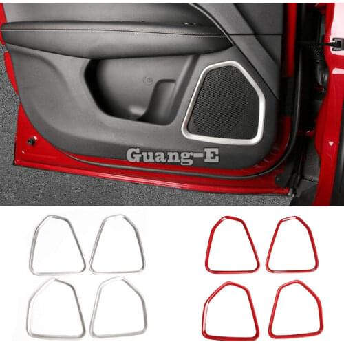 For Jeep Compass 2017 2018 2019 2020 2021 Car Detector Stick ABS Chrome Inside Door Audio Speak Sound Cover Ring Trim Frame 4pcs