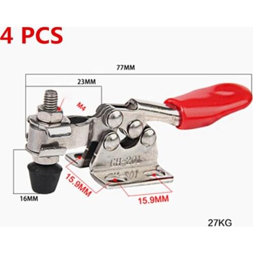 4pcs GH-201A Horizontal Toggle Clamp Quick-Release Toggle Clamps Set 27KG Vertical Toggle Clamp Hand Clip Tool